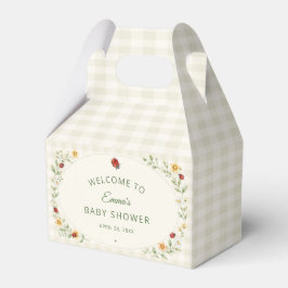 Süße Gingham-Marienkäfer-Wildblumen-Baby-Party Geschenkschachtel