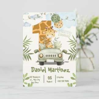 Süße Giraffe 1. Geburtstagsdesign für Vorder- und  Einladung