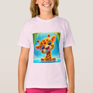 Süsse Giraffe am Wasserfall T-Shirt