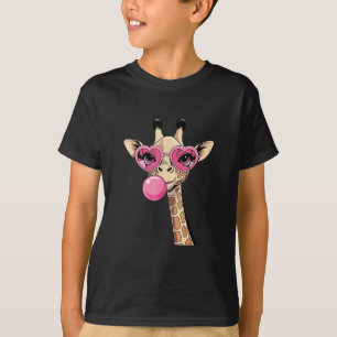 Süße Giraffe bläst rosa Kaugummi Sonnenbrille T-Shirt