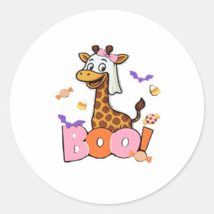 Süße Giraffe Boo Geist, Gruselige Halloween-Tier C Runder Aufkleber