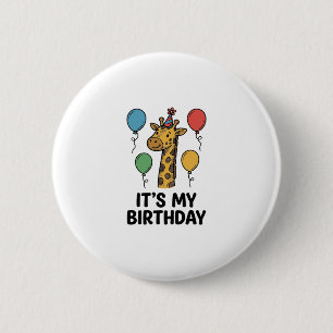 Süße Giraffe Geburtstags-Shirt Vintage Party Desig Button