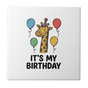 Süße Giraffe Geburtstags-Shirt Vintage Party Desig Fliese