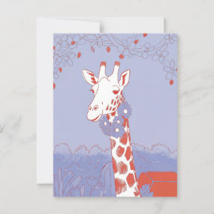 Süße Giraffe Gratulation lila Pop-Art Postkarte