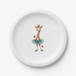 Süße Giraffe in einem Tutu, die als Ballerina tanz Pappteller