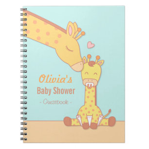 Süße Giraffe-Mama und Kalb-Baby-Party-Gästebuch Notizblock