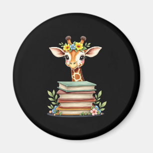 Süße Giraffe Mit Buch Florale Bücherwurm Bibliothe Magnet