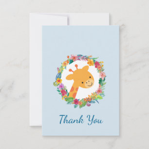 Süße Giraffe mit einem floralen Kranz Party Danke Einladung
