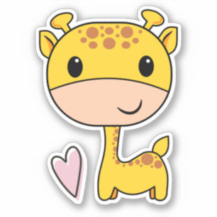 Süße Giraffe mit Herz Aufkleber