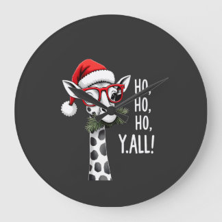Süße Giraffe mit Weihnachtsmannhut Frohe Weihnacht Große Wanduhr