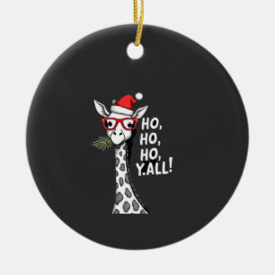 Süße Giraffe mit Weihnachtsmannmütze Frohe Weihnac Keramik Ornament