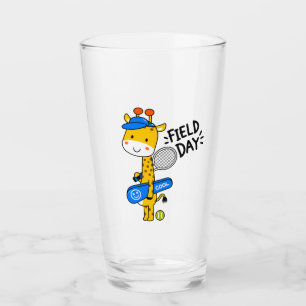 Süße Giraffe Tennis Field Day – Lustige Sportfigur Glas