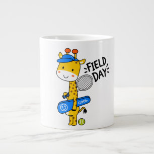 Süße Giraffe Tennis Field Day – Lustige Sportfigur Jumbo-Tasse