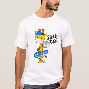 Süße Giraffe Tennis Field Day – Lustige Sportfigur T-Shirt