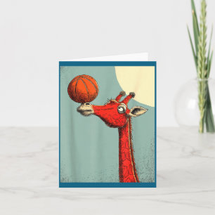 Süße Giraffe Tier Lustige Basketball-Illustration Karte