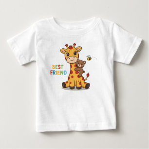 Süße Giraffe und Bär beste Freunde Illustration Baby T-shirt