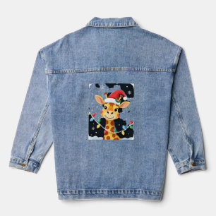 Süße Giraffe Weihnachtslichter Santa Hut Xmas Pyja Jeansjacke