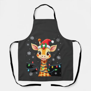 Süße Giraffe Weihnachtslichter Santa Hut Xmas Pyja Schürze