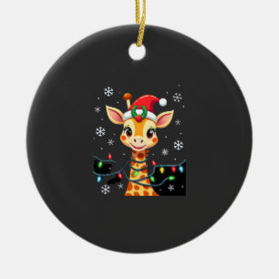 Süße Giraffe Weihnachtslichter Santa Hut Xmas Schl Keramik Ornament