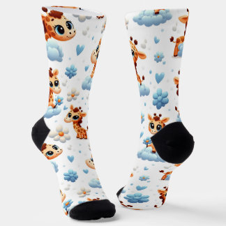 Süße Giraffen auf Wolken Baby Shower All-Over-Prin Socken