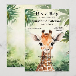 Süße Giraffen-Dschungel-Baby-Shower-Party Schön Einladung