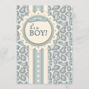 Süße Giraffen-Einklebebuch-Babyparty laden   Blau Einladung