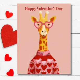 Süße Giraffen-Herzen Pullover Valentinstagskarte Postkarte