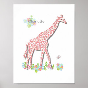Süße Giraffen-Launenhaftigkeit Kinder Personalisie Poster