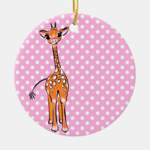 Süße Giraffenzeichnung, Safari-Tier, Punkte Keramik Ornament