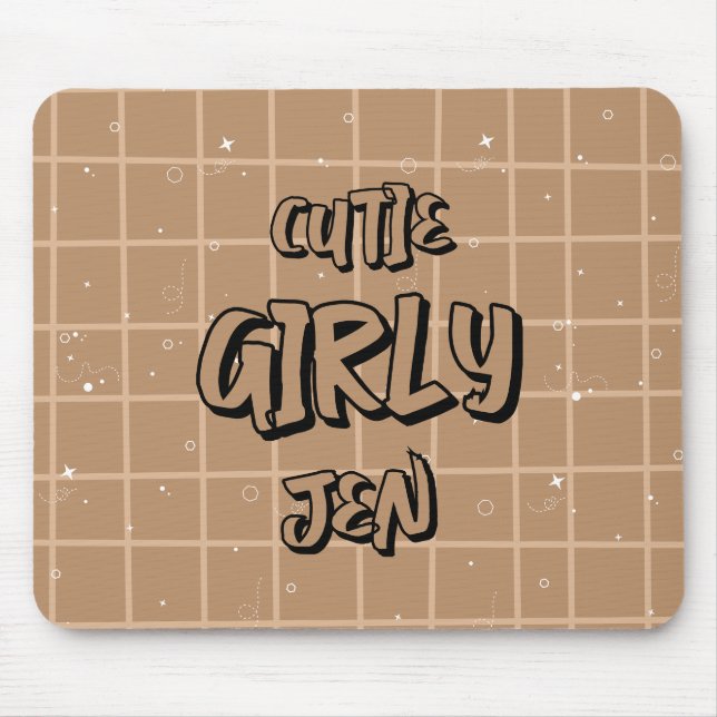 Süße Girly Braun Gingham-Mauspad Mousepad (Vorne)
