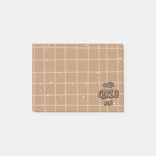 Süße Girly Brown Gingham Post-It Notizen (Vorderseite)