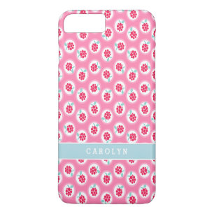 Süße, girly, rosa Himbeermuster Monogramm Case-Mate iPhone Hülle
