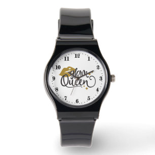 Süße Glam-Königin-Wortkunst Armbanduhr