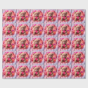 Süße glänzende Teddy-Liebe-Geschenkpapier🧸💖 Geschenkpapier