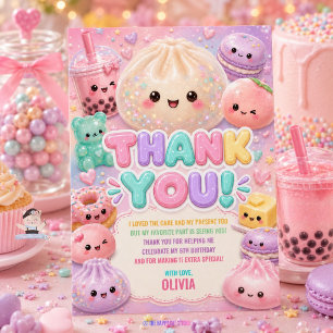 Süße Glitter-Dumpling-Bao-Quetschparty zum Geburts Dankeskarte