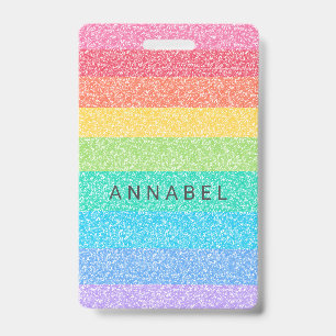 Süße Glitter Regenbogen Streifen Bunter Benutzerde Ausweis