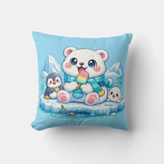 Süße glückliche arktische Eisbär-Kawaii-Kissen Kissen