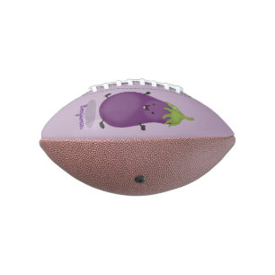 Süße glückliche Aubergine Cartoon-Illustration Football