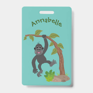 Süße glückliche Baby-Gorilla-Cartoon-Illustration Ausweis