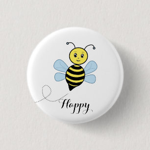 Süße glückliche Biene und Kalligrafie Button