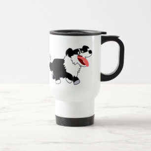 Süße glückliche Cartoon Border Collie Pendler-Tass Reisebecher