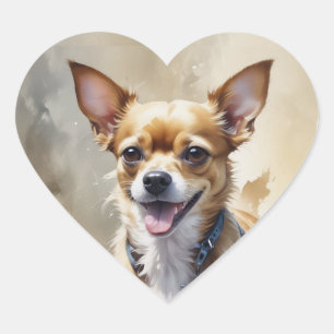 Süße glückliche Chihuahua-Hund Haustier Tier Kunst Herz-Aufkleber