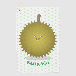 Süße glückliche Durian-Cartoon-Illustration Golfhandtuch