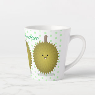 Süße glückliche Durian-Cartoon-Illustration Milchtasse