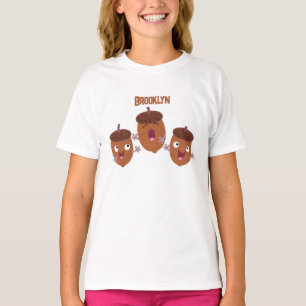 Süße glückliche Eicheln singen im Cartoon für Kind T-Shirt
