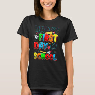 Süße glückliche erste Schultag-Schulmädchen-Jungen T-Shirt