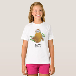 Süße glückliche Faultier sitzt mit gekreuzten Bein T-Shirt
