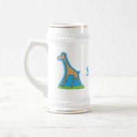 Süße glückliche Giraffe mit Schmetterling Cartoon