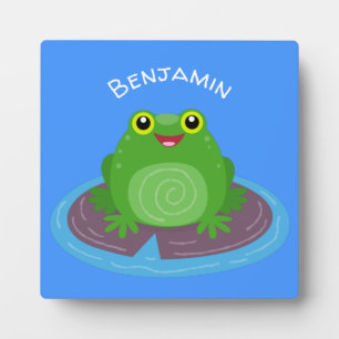 Süße glückliche grüne Frosch-Cartoon-Illustration Fotoplatte