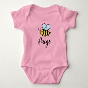 Süße glückliche Honigbiene Cartoon personalisiert Baby Strampler